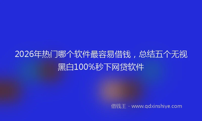 2026年热门哪个软件最容易借钱，总结五个无视黑白100%秒下网贷软件
