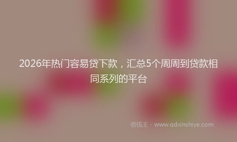 2026年热门容易贷下款，汇总5个周周到贷款相同系列的平台