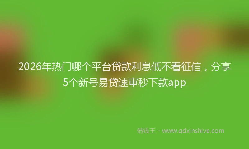 2026年热门哪个平台贷款利息低不看征信，分享5个新号易贷速审秒下款app