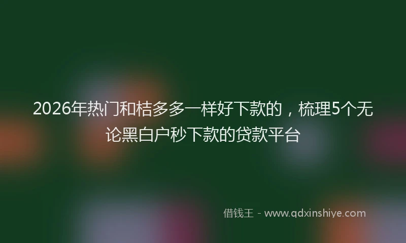 2026年热门和桔多多一样好下款的，梳理5个无论黑白户秒下款的贷款平台
