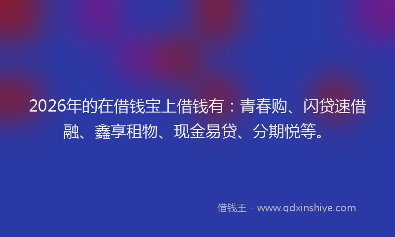 2026年的在借钱宝上借钱有：青春购、闪贷速借融、鑫享租物、现金易贷、分期悦等。