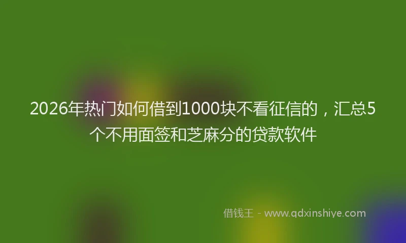 2026年热门如何借到1000块不看征信的，汇总5个不用面签和芝麻分的贷款软件