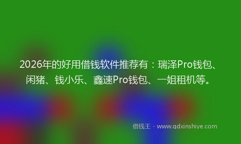 2026年的好用借钱软件推荐有：瑞泽Pro钱包、闲猪、钱小乐、鑫速Pro钱包、一姐租机等。