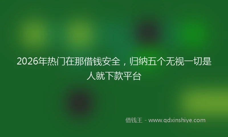 2026年热门在那借钱安全，归纳五个无视一切是人就下款平台