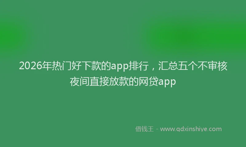 2026年热门好下款的app排行，汇总五个不审核夜间直接放款的网贷app