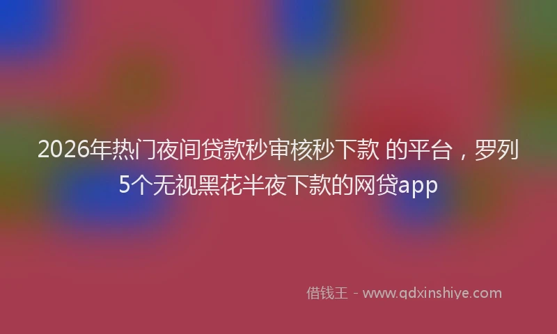 2026年热门夜间贷款秒审核秒下款 的平台，罗列5个无视黑花半夜下款的网贷app