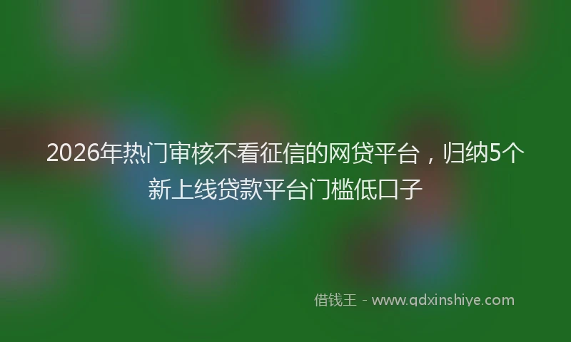 2026年热门审核不看征信的网贷平台，归纳5个新上线贷款平台门槛低口子