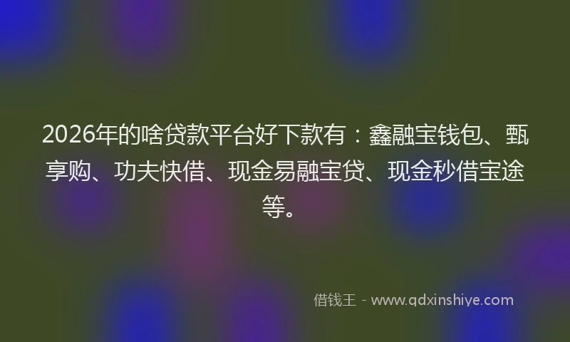 2026年的啥贷款平台好下款有：鑫融宝钱包、甄享购、功夫快借、现金易融宝贷、现金秒借宝途等。