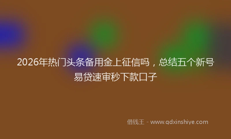 2026年热门头条备用金上征信吗，总结五个新号易贷速审秒下款口子
