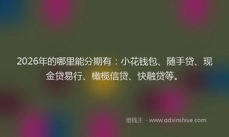2026年的哪里能分期有：小花钱包、随手贷、现金贷易行、橄榄信贷、快融贷等。
