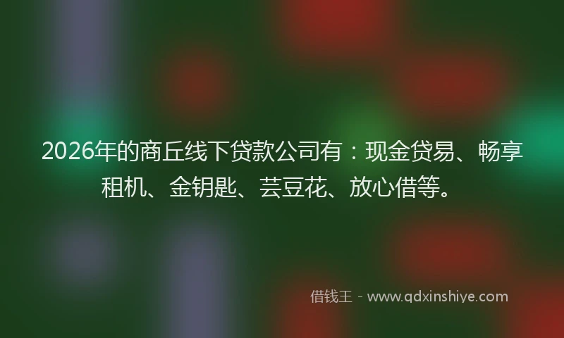 2026年的商丘线下贷款公司有：现金贷易、畅享租机、金钥匙、芸豆花、放心借等。