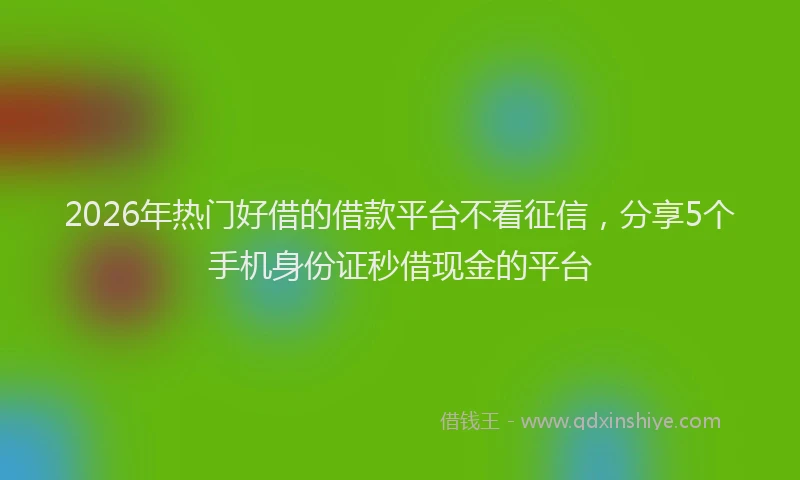 2026年热门好借的借款平台不看征信，分享5个手机身份证秒借现金的平台