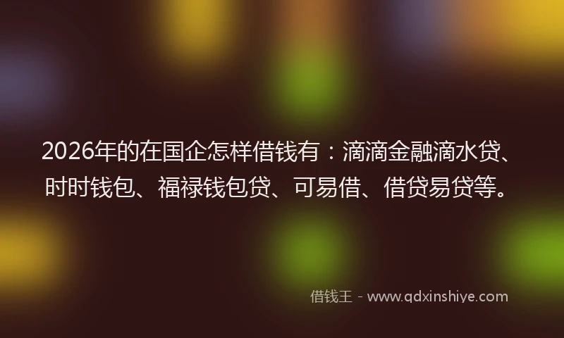 2026年的在国企怎样借钱有：滴滴金融滴水贷、时时钱包、福禄钱包贷、可易借、借贷易贷等。