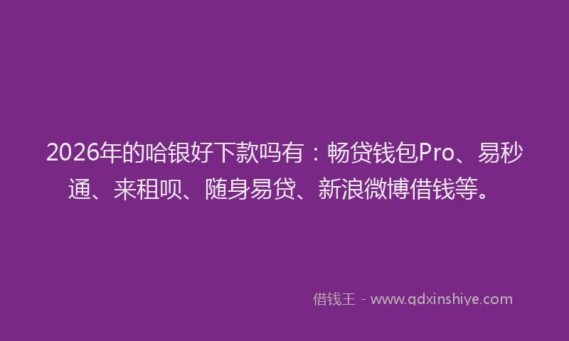 2026年的哈银好下款吗有：畅贷钱包Pro、易秒通、来租呗、随身易贷、新浪微博借钱等。