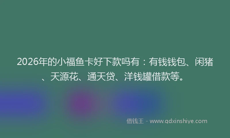 2026年的小福鱼卡好下款吗有：有钱钱包、闲猪、天源花、通天贷、洋钱罐借款等。