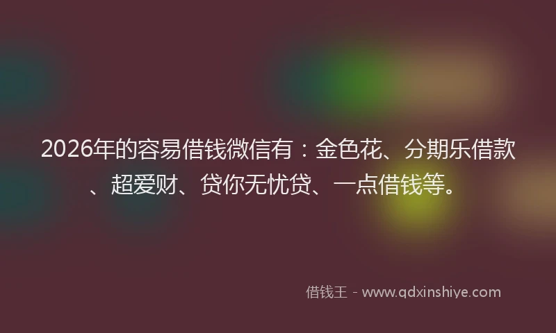 2026年的容易借钱微信有:金色花、分期乐借款、超爱财、贷你无忧贷、一点借钱等。