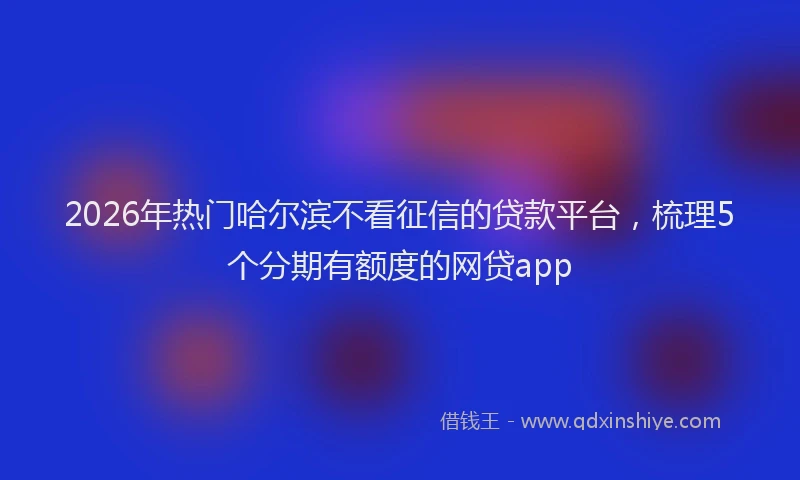 2026年热门哈尔滨不看征信的贷款平台，梳理5个分期有额度的网贷app