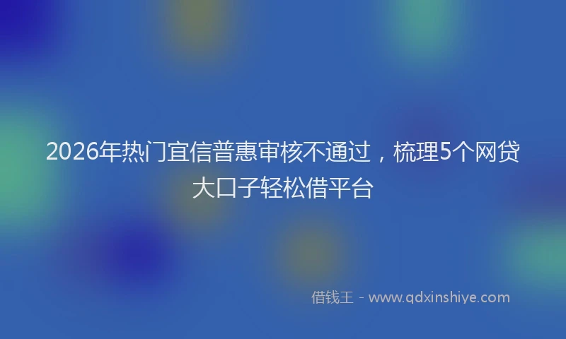 2026年热门宜信普惠审核不通过,梳理5个网贷大口子轻松借平台