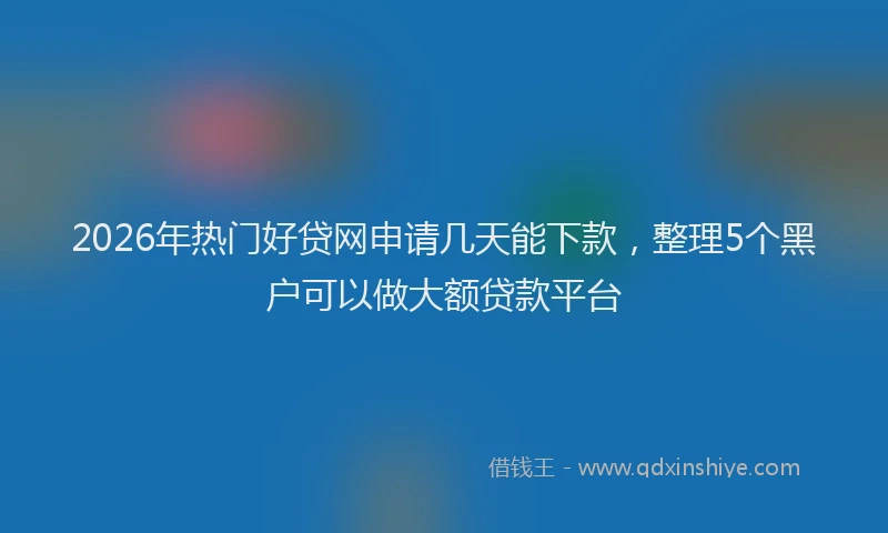 2026年热门好贷网申请几天能下款，整理5个黑户可以做大额贷款平台