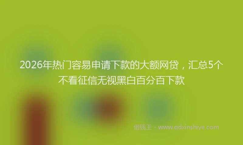 2026年热门容易申请下款的大额网贷,汇总5个不看征信无视黑白百分百下款