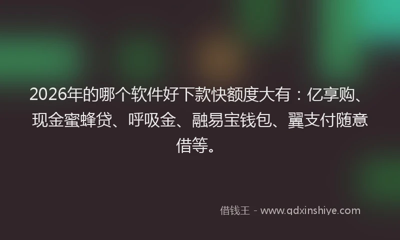 2026年的哪个软件好下款快额度大有：亿享购、现金蜜蜂贷、呼吸金、融易宝钱包、翼支付随意借等。
