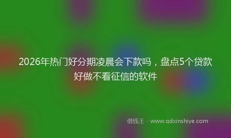 2026年热门好分期凌晨会下款吗，盘点5个贷款好做不看征信的软件