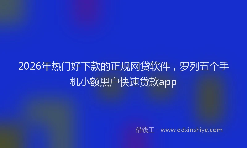 2026年热门好下款的正规网贷软件，罗列五个手机小额黑户快速贷款app