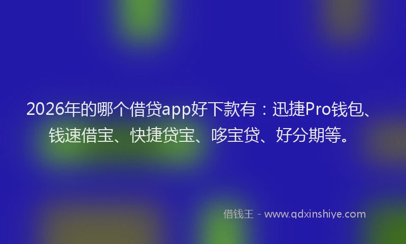 2026年的哪个借贷app好下款有：迅捷Pro钱包、钱速借宝、快捷贷宝、哆宝贷、好分期等。