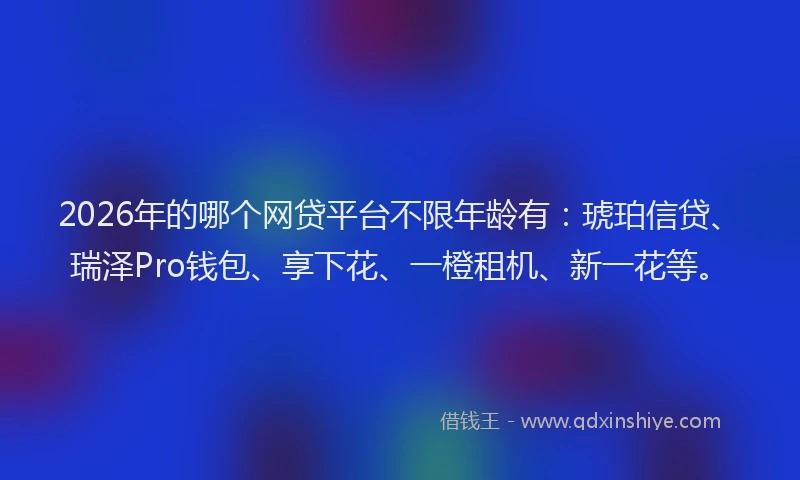 2026年的哪个网贷平台不限年龄有：琥珀信贷、瑞泽Pro钱包、享下花、一橙租机、新一花等。