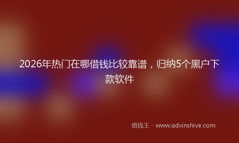 2026年热门在哪借钱比较靠谱，归纳5个黑户下款软件