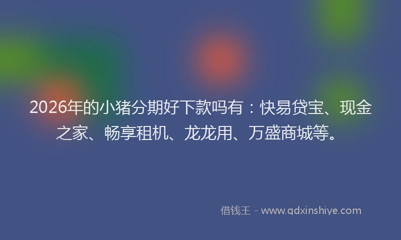 2026年的小猪分期好下款吗有：快易贷宝、现金之家、畅享租机、龙龙用、万盛商城等。