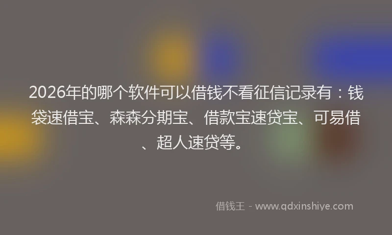 2026年的哪个软件可以借钱不看征信记录有：钱袋速借宝、森森分期宝、借款宝速贷宝、可易借、超人速贷等。