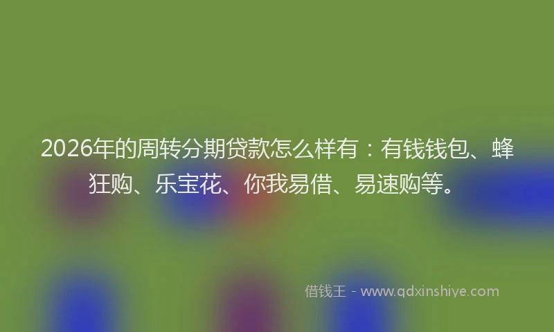 2026年的周转分期贷款怎么样有：有钱钱包、蜂狂购、乐宝花、你我易借、易速购等。