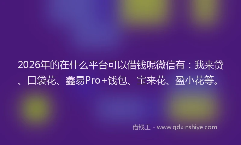 2026年的在什么平台可以借钱呢微信有：我来贷、口袋花、鑫易Pro+钱包、宝来花、盈小花等。