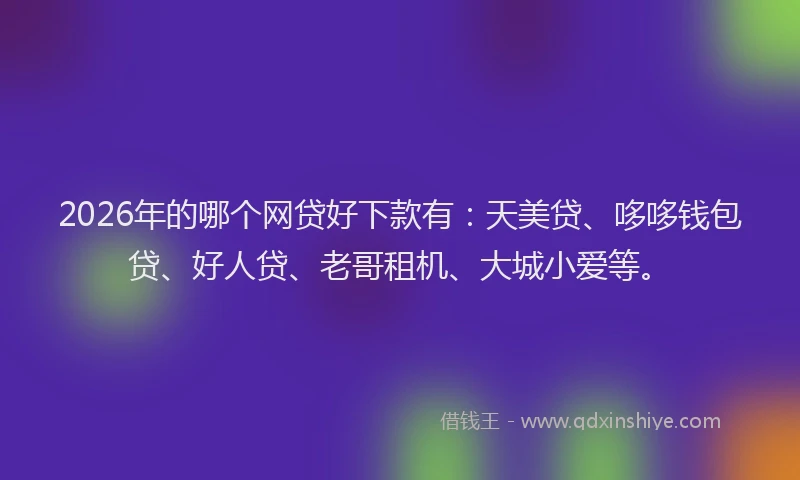 2026年的哪个网贷好下款有：天美贷、哆哆钱包贷、好人贷、老哥租机、大城小爱等。