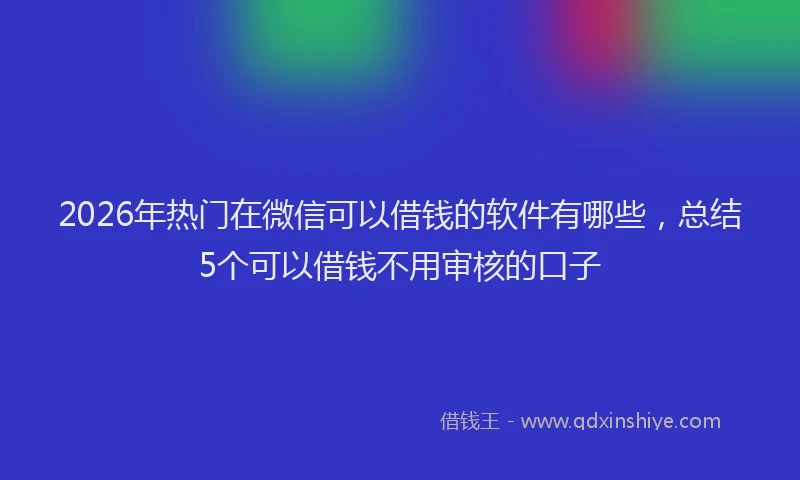 2026年热门在微信可以借钱的软件有哪些，总结5个可以借钱不用审核的口子