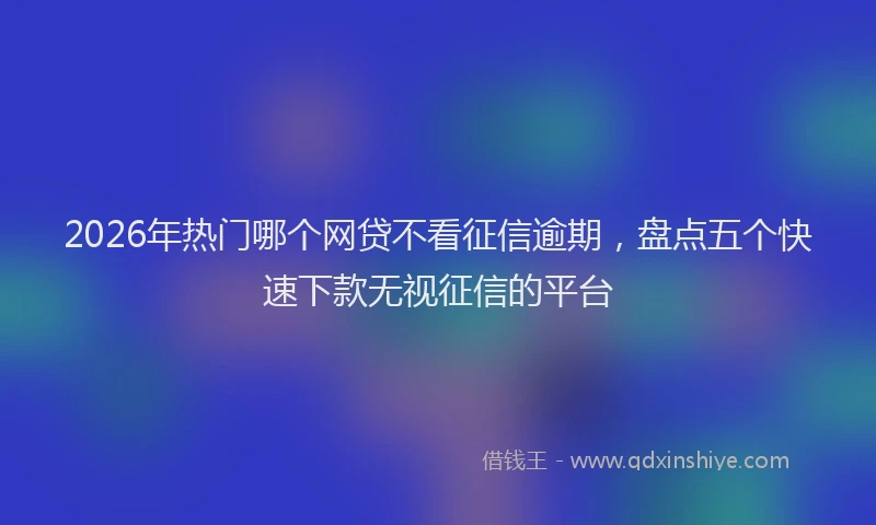 2026年热门哪个网贷不看征信逾期，盘点五个快速下款无视征信的平台