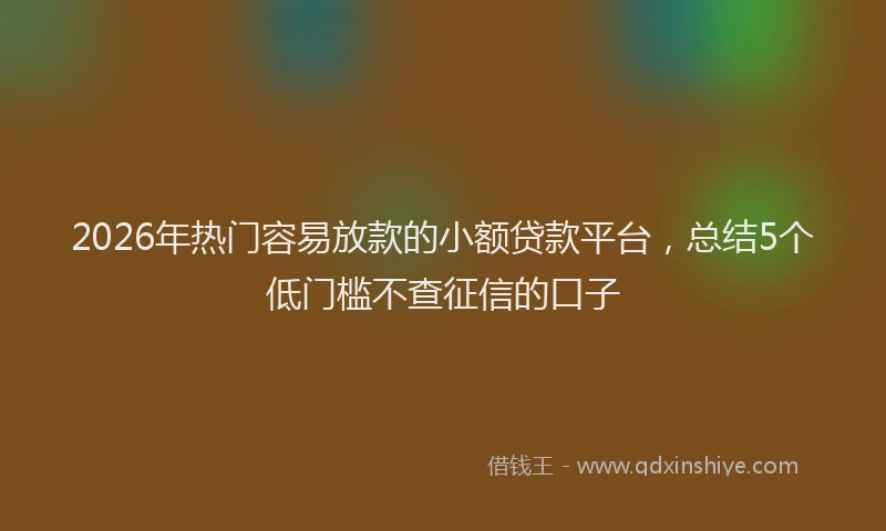 2026年热门容易放款的小额贷款平台，总结5个低门槛不查征信的口子
