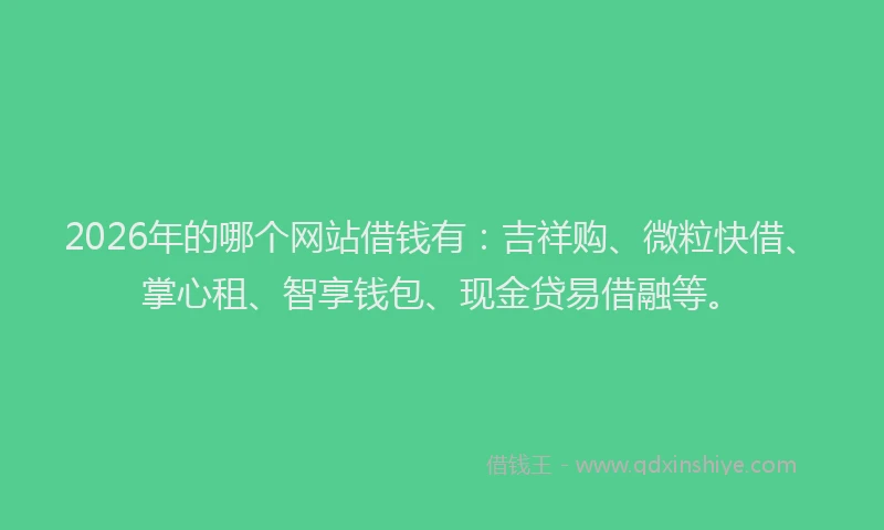 2026年的哪个网站借钱有：吉祥购、微粒快借、掌心租、智享钱包、现金贷易借融等。