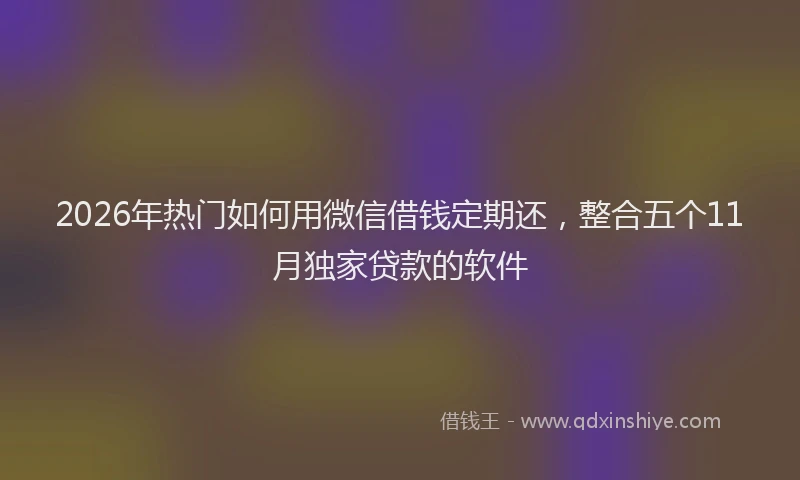 2026年热门如何用微信借钱定期还，整合五个11月独家贷款的软件
