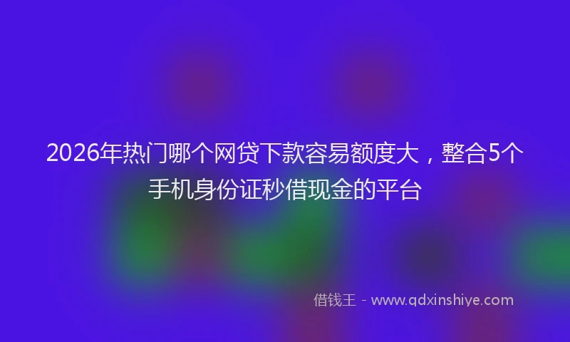 2026年热门哪个网贷下款容易额度大，整合5个手机身份证秒借现金的平台