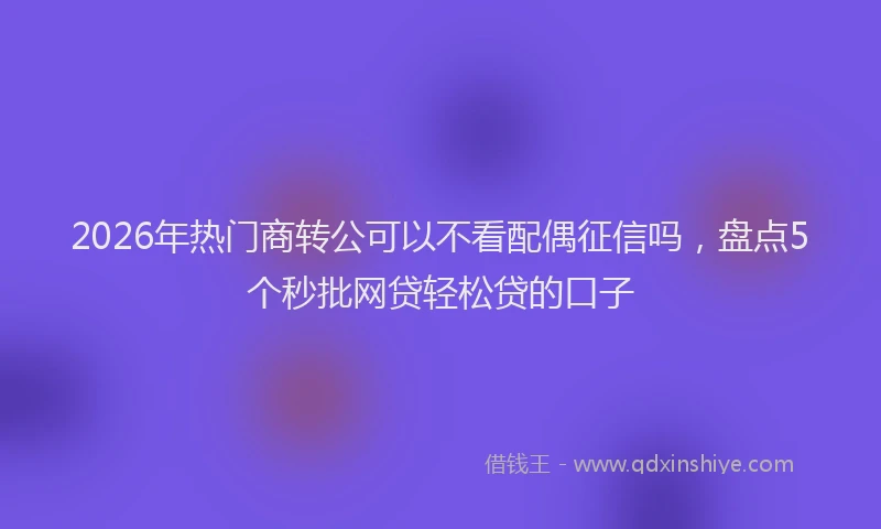 2026年热门商转公可以不看配偶征信吗，盘点5个秒批网贷轻松贷的口子