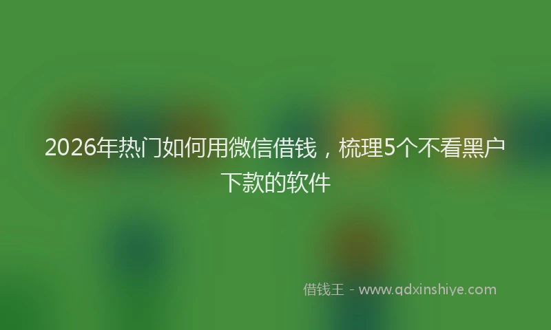 2026年热门如何用微信借钱,梳理5个不看黑户下款的软件