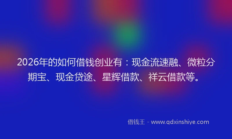 2026年的如何借钱创业有：现金流速融、微粒分期宝、现金贷途、星辉借款、祥云借款等。