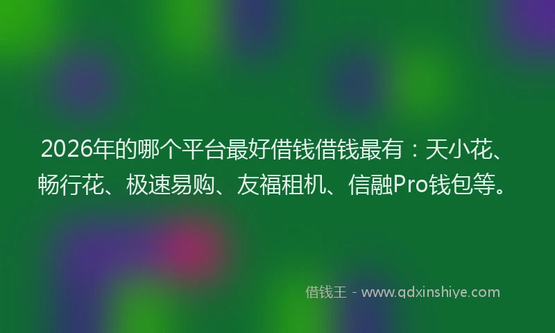 2026年的哪个平台最好借钱借钱最有：天小花、畅行花、极速易购、友福租机、信融Pro钱包等。