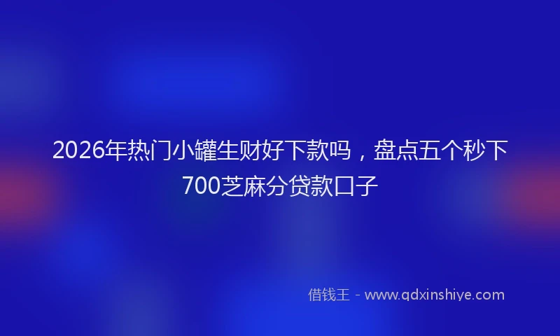 2026年热门小罐生财好下款吗，盘点五个秒下700芝麻分贷款口子