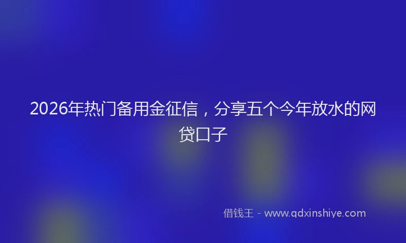 2026年热门备用金征信，分享五个今年放水的网贷口子