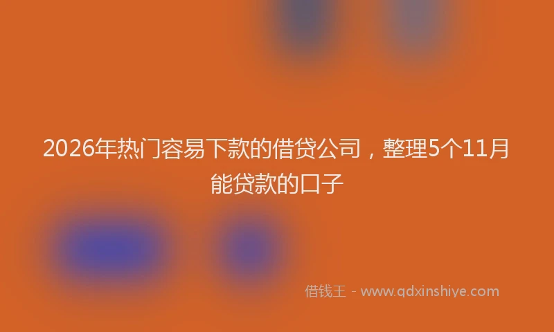 2026年热门容易下款的借贷公司，整理5个11月能贷款的口子