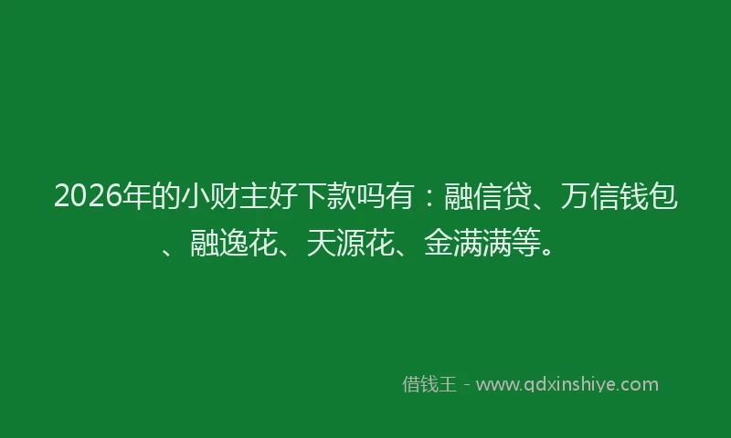 2026年的小财主好下款吗有：融信贷、万信钱包、融逸花、天源花、金满满等。
