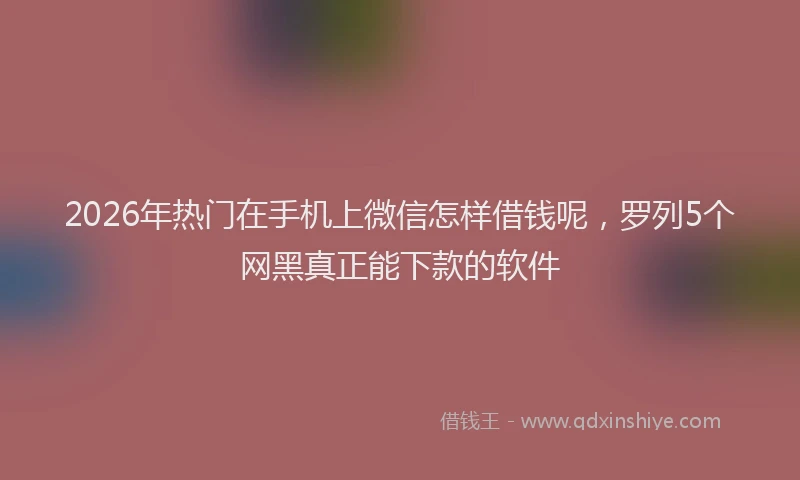 2026年热门在手机上微信怎样借钱呢，罗列5个网黑真正能下款的软件
